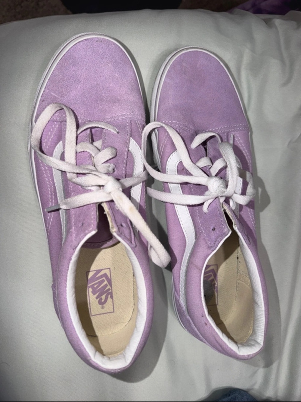 Vans Women's Lavender Suede Old Skool Sneakers with White Stripe